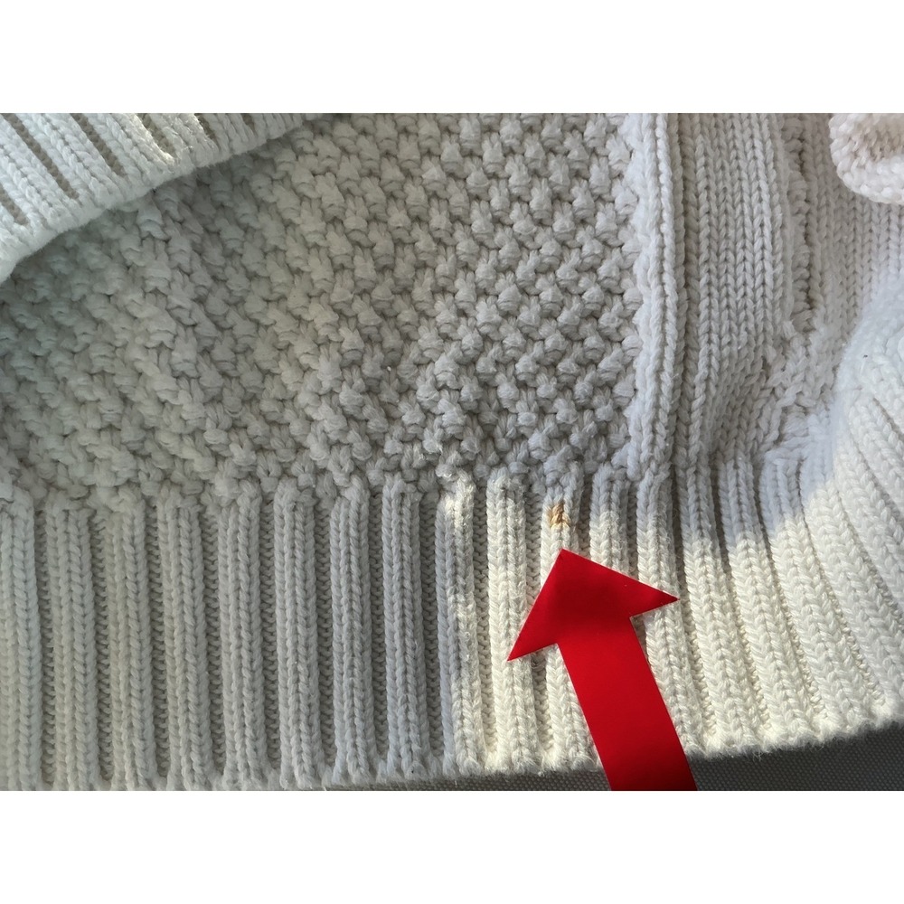 IZOD Ladies White V-Neck Cable‎ Knit Black Stripe M - Picture 9 of 9